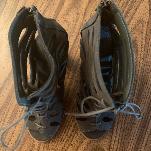 Suede Cut Out Peep Toe Bootie - Picture 7 of 7